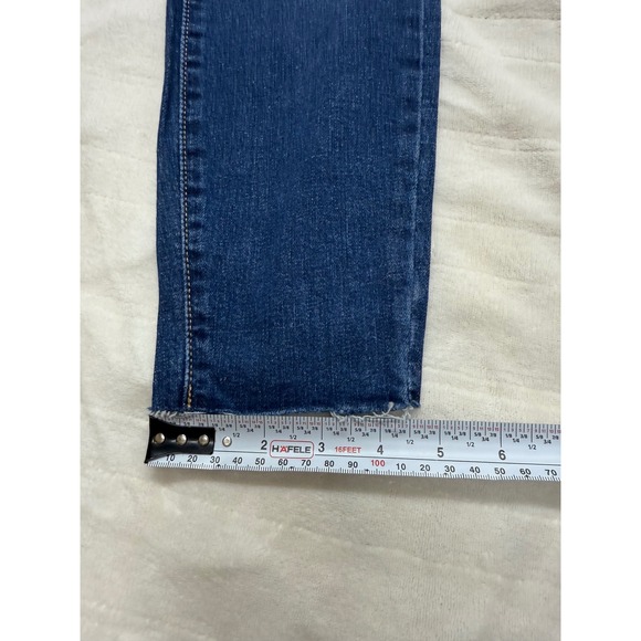 Lucky Brand Mid Rise Skinny Jeans Dark Wash Distressed Raw Hem Womens Size 4/27A - Picture 7 of 10